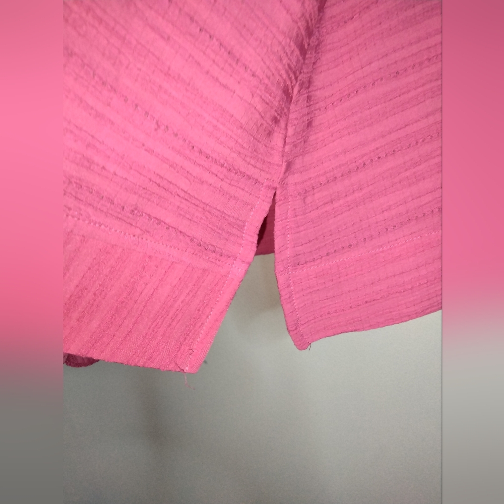 Ali Miles (Size Lp) Pink Ribbed 3/4 Sleeve Oversized Accent Buttons Tunic Blouse - Picture 6 of 13